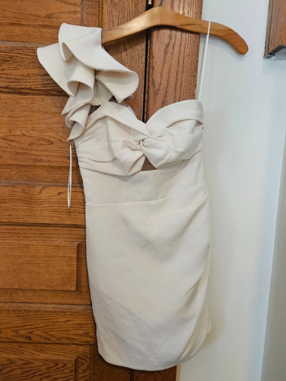 White one-shoulder cut-out dress